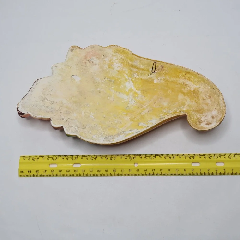 Vintage Ceramic Fruit‎ Cornucopia Wall Hanging Plaque Thanksgiving Decor 11 Inch